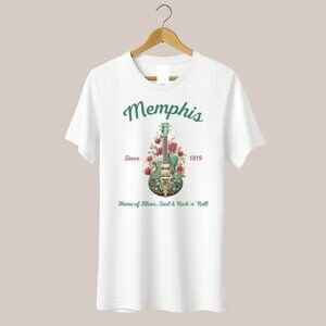 Memphis Guitar Rose Blues Soul Rock Retro Fan Unisex T-Shirt